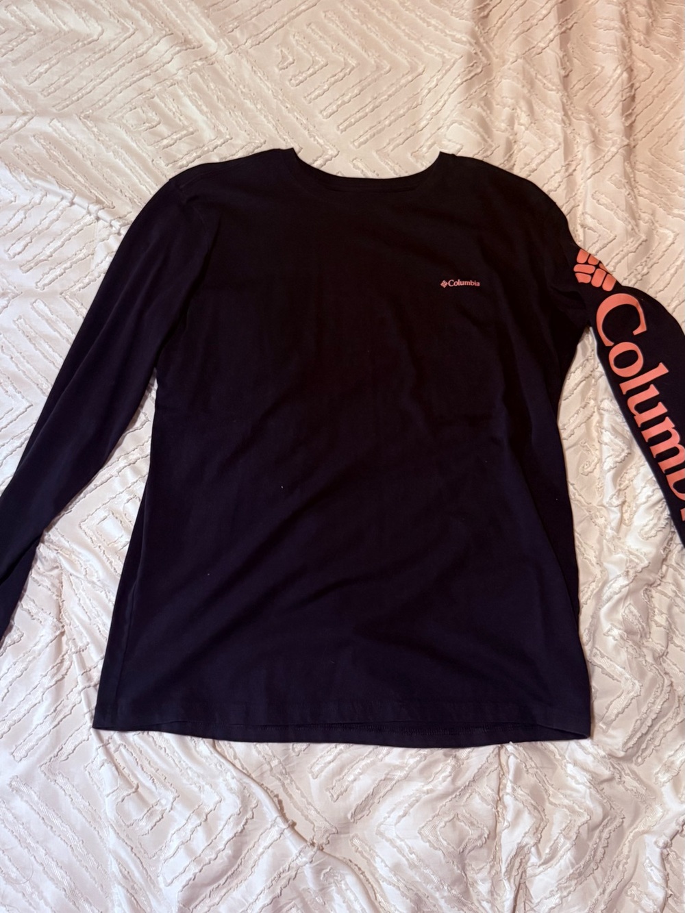 Columbia Black Long-Sleeve Tee with Pink Sleeve Logo